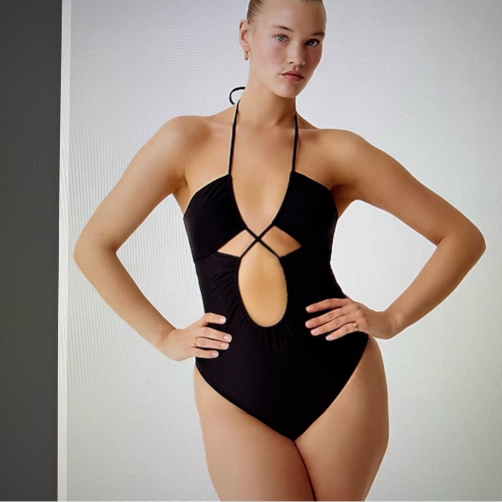 J. Crew Black Halter One Piece Swimsuit
